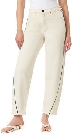 Kensie High Rise Piped Barrel Leg Pants in Winter White at Nordstrom Rack, Size 10