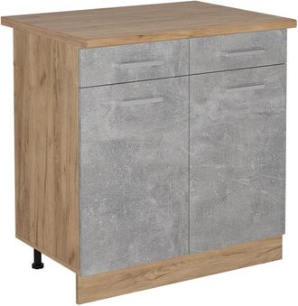 Vicco Mueble Bajo De Cocina R-line, Hormig&oacute;n, 80 Cm, Et Roble