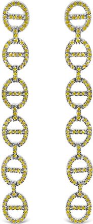 House of Brilliance Sterling Silver 1.0 Cttw Yellow Diamond Linked Circle Drop Earrings