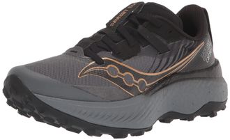 Saucony Womens Endorphin Edge Trail Running Shoe, Black/GOLDSTRUCK, 9