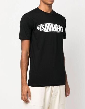 Dsquared2 Mens Surf Board Logo T-Shirt Black Clothing > Polo & T-Shirts