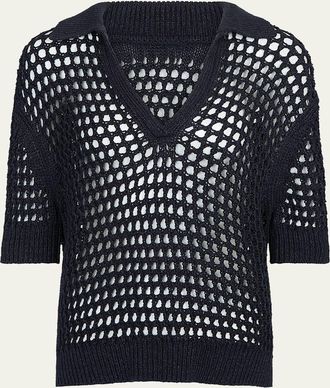 TWP Unspoken Truth Open-Knit Polo