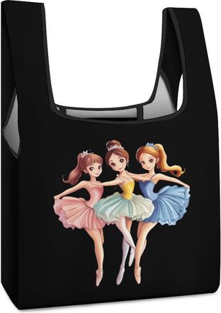 Generic Cute Ballet & Ballerina Shopping Bag Reusable Grocery Tote Bag Foldable Handbag for Travel Picnic