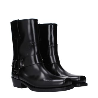 Valentino Garavani Womens Black Leather Ankle Boots