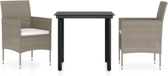 vidaXL Juego De Comedor De Jard&iacute;n 3 Piezas Con Cojines Beige Y Negro Vidaxl