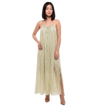 Stella McCartney Green Textured Scoop Neck Maxi Dress