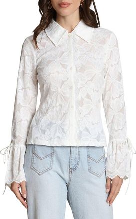Avec Les Filles Embroidered Lace Shirt