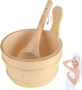 OEM Cubo Para Sauna, Cubo Y Cuchar&oacute;n Para Sauna, Recipiente De Agua De Madera Con Revestimiento De Pl&aacute;stico, Accesorios Y Art&iacute;culos De Ba&ntilde;o Para El Hogar,