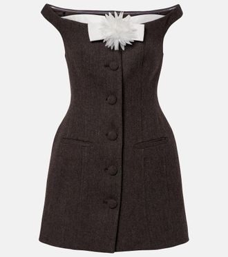 Self Portrait Floral-appliqu&eacute; off-shoulder minidress