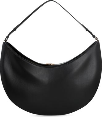 Jacquemus Womens Hobo Bag Ovalo Black Leather Calf Shoulder