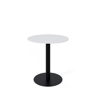 Koketto Home Mesa baja redonda tapa porcelanico blanca y pata negra