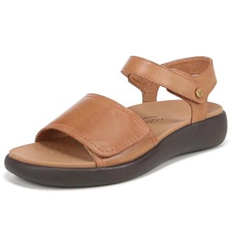 Vionic Awaken Sandals WomensW Brown Leather Round Toe Ankle Strap ZOGG2944