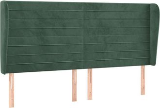 vidaXL Cabecero Con Orejas De Terciopelo Verde Oscuro 203x23x118/128cm Vidaxl