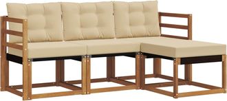 vidaXL Conjunto De Sof&aacute;s De Exterior 4 Uds. Natural Y Beige Vidaxl