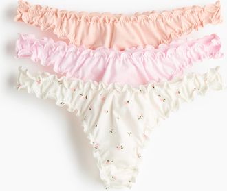 H&M 3er-Pack Tangas mit Overlockdetail - White