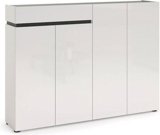 Dmora Scarpiera Speranza, Mobile Portascarpe un Cassetto, 10 Ripiani Made in Italy, 34x160x115h cm Bianco Lucido