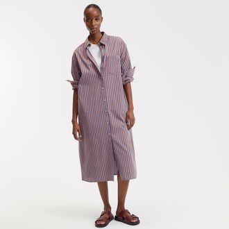 La Redoute Collections Lange hemdjurk met lange mouwen en strepen