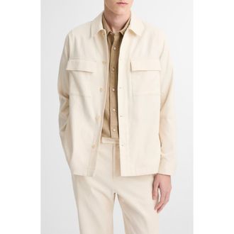 Vince Stretch Linen & Cotton Chore Coat in Bone at Nordstrom, Size Xx-Large