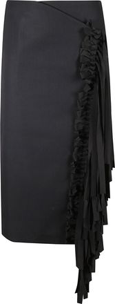 Carven Wool Fringed Skirt