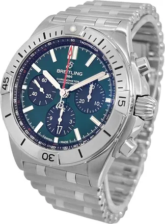 Breitling Pre-owned Breitling Chronomat Chronograph Automatic Chronometer Green Dial Mens Watch AB0134