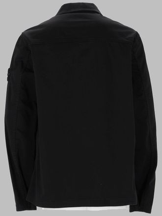 Stone Island Zip Closure Cotton Overshirt - Black
