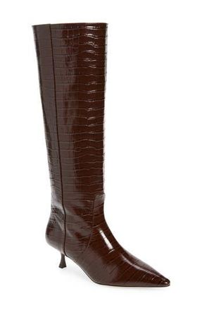 Stuart Weitzman Naomi 50 Boot in Walnut Embossed Leather at Nordstrom Rack, Size 9