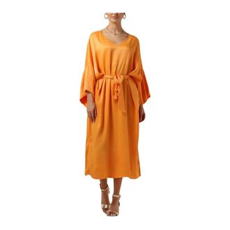Notre-V Kleedjes, Dames, Oranje, M, Dames Jurken Nv-belle Midi Dress