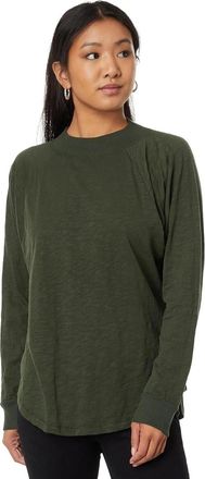 Mod-o-doc ModoDoc Top Womens Green 100% Cotton Oversized Hi Low Long Sleeve JDM2513