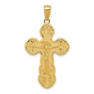 Diamond2Deal 14k Yellow Gold Satin Crucifix Pendant