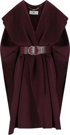 Elisabetta Franchi Cape van dubbele wollen stof - Dames - Ponchos - Rood - S - Wol - Jassen