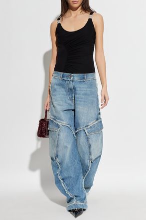 Versace Bodysuit With Straps, Womens, Black