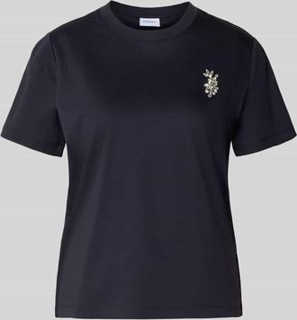 Comma T-Shirt mit Ziersteinbesatz in Marine, Gr&ouml;&szlig;e 34