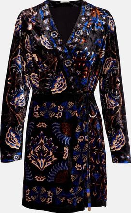 Farm Rio Arabesque Mix Scarves velvet wrap dress