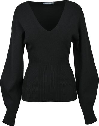 Alberta Ferretti Fitted Knit Puff Sleeve - Black