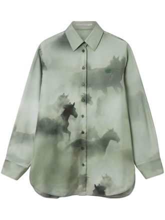 Stella McCartney horse-print shirt - women - Silk - 42 - Green