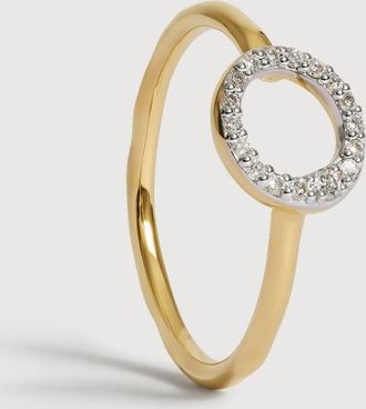 Monica Vinader Gold Riva Mini Pav&eacute; Diamond Ring Lab Grown Diamond