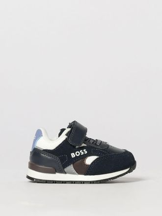 HUGO BOSS Sneakers low top da bambino in pelle con chiusura a strappo