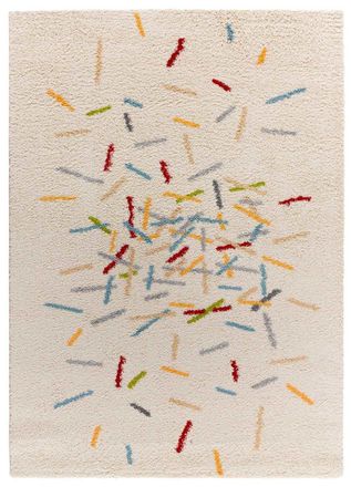 Atticgo Alfombra shaggy geometrica crema/multicolor 133x190 cm
