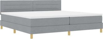 vidaXL Vidaxl - Cama Box Spring Con Colch&oacute;n Gris Claro 200 X 200 Cm Tela