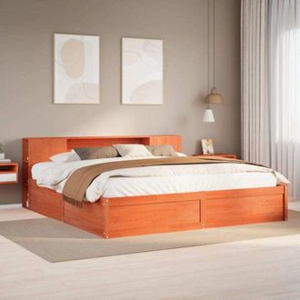 vidaXL Vidaxl - Cama Sin Colch&oacute;n Madera Maciza De Pino Marr&oacute;n Cera 200x200 Cm