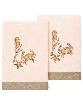 Linum Home Textiles Turkish Cotton Aaron 2Pc Embellished Hand Towel Set