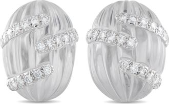 David Webb 18K White Gold 3.0ct Diamond and Rock Crystal Earrings DW12-011326