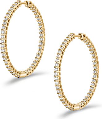 The Diamond Store 1.00ct Lab Diamond Hoop Earrings in 9K Yellow Gold G/VS