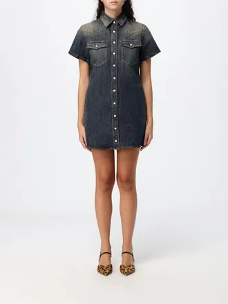 Fendi Mini abito chemisier slim fit in denim di cotone