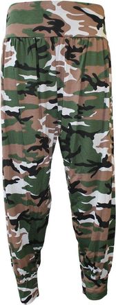Crazy Girls Womens Hareem Trouser Ladies Plain Baggy Harem Ali Baba Casual Pants (Medium Long, Army Print)