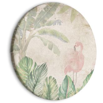 OEM Imagen Redonda: Aves Zancudas Entre Flora Ex&oacute;tica - Flamencos Entre Exuberante Vegetaci&oacute;n Tropical En Un Entorno Delicado