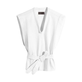 Christophe Lemaire Sleeveless Tops, female, White, Size: XS Sleeveless V-neck Blouse with Belt