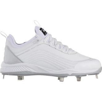 Rawlings Mens Rawlings Bullpen 174930 White Gray Lace Up Metal Baseball Cleats UWU1055