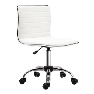 OEM Silla De Escritorio Sin Brazos Giratoria Con Altura Ajustable Silla Para Estudio Tapizada En Pu Carga 120 Kg Blanco