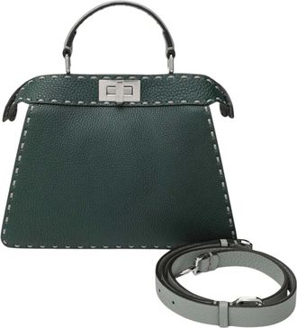 Fendi Tassen, Dames, Groen, ONE Size, Leer, Peekaboo ISee U Small